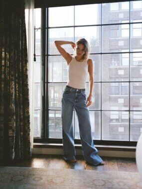 Zara Light Blue Wide Leg Jeans